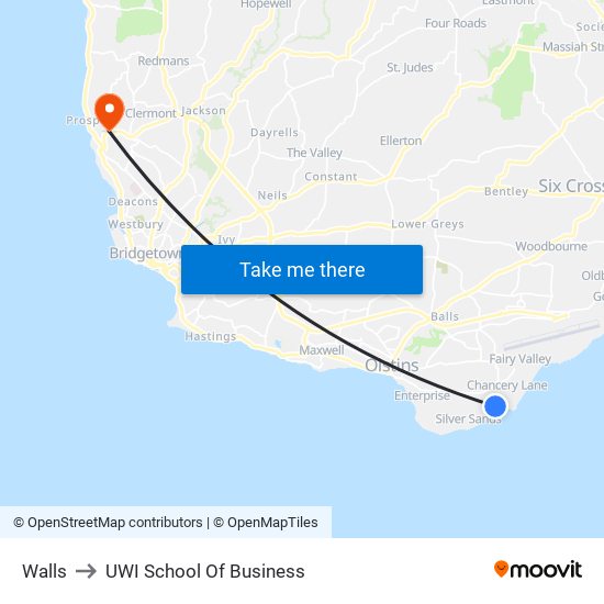 Walls to UWI School Of Business map