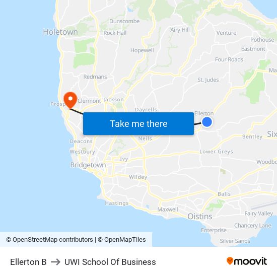 Ellerton B to UWI School Of Business map