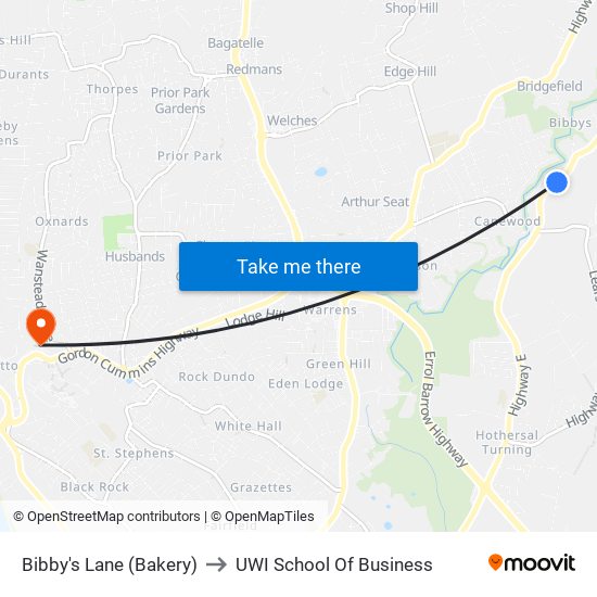 Bibby's Lane (Bakery) to UWI School Of Business map