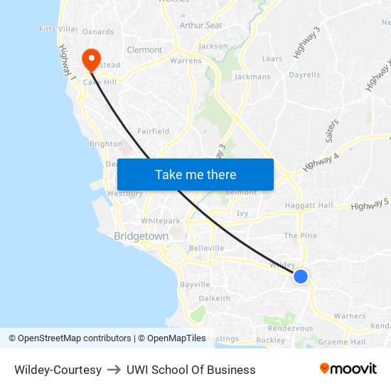 Wildey-Courtesy to UWI School Of Business map