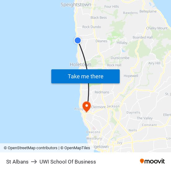 St Albans to UWI School Of Business map