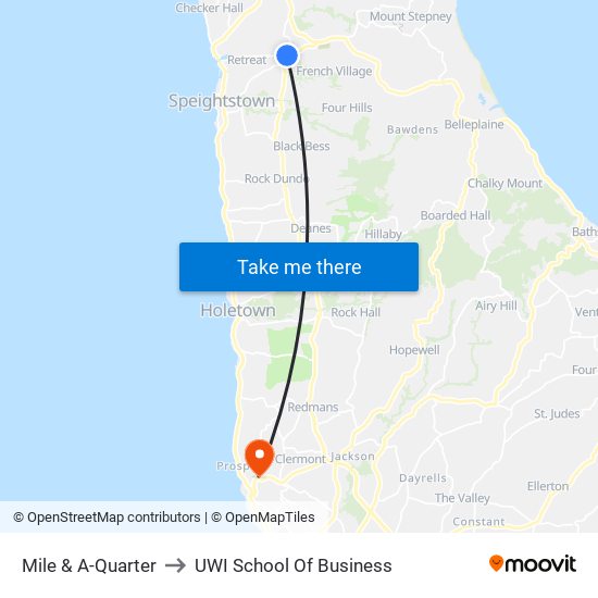 Mile & A-Quarter to UWI School Of Business map