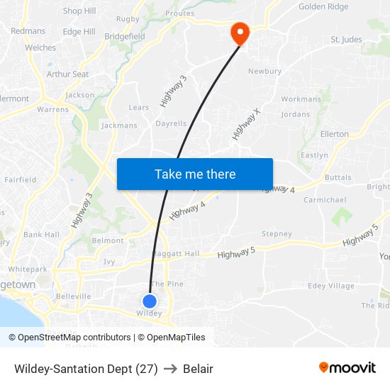 Wildey-Santation Dept (27) to Belair map