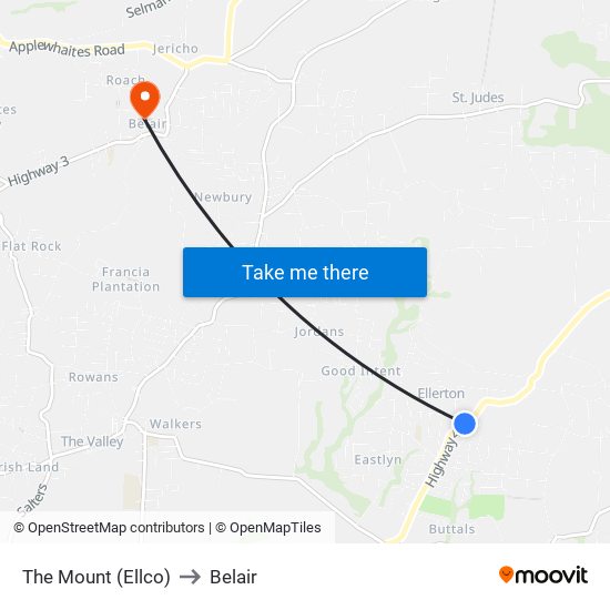The Mount (Ellco) to Belair map