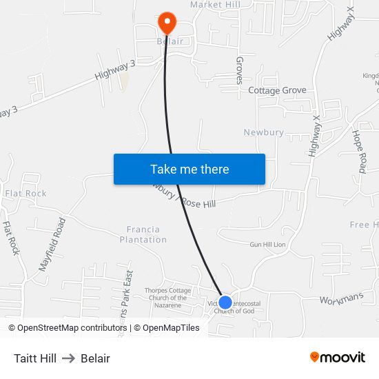 Taitt Hill to Belair map