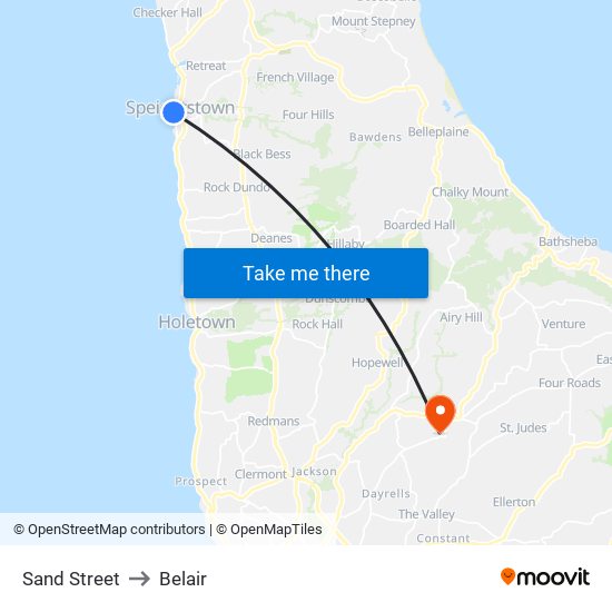 Sand Street to Belair map
