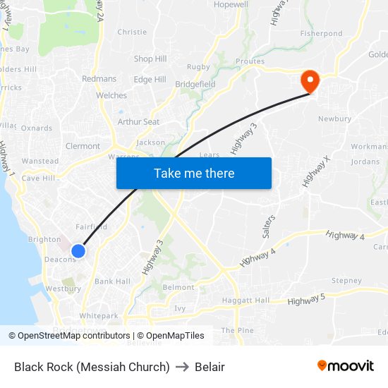 Black Rock (Messiah Church) to Belair map