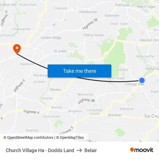 Church Village Ha - Dodds Land to Belair map