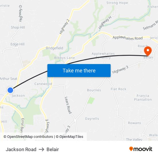 Jackson Road to Belair map