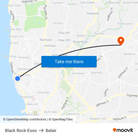 Black Rock-Esso to Belair map