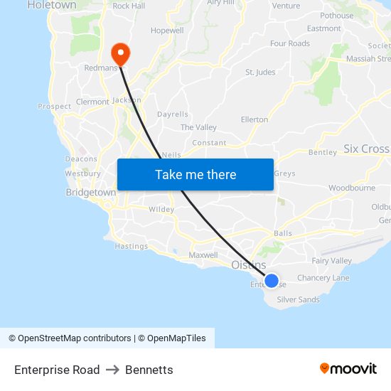 Enterprise Road to Bennetts map