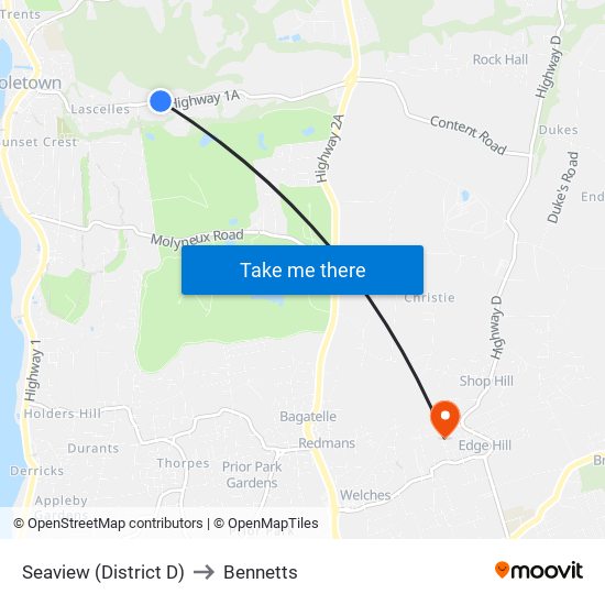 Seaview (District D) to Bennetts map