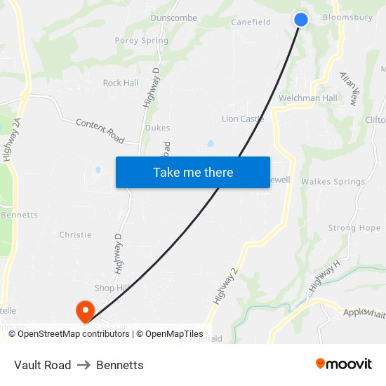 Vault Road to Bennetts map