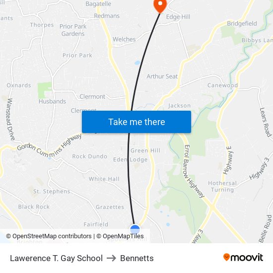 Lawerence T. Gay School to Bennetts map