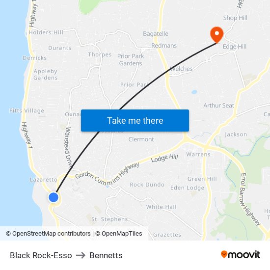 Black Rock-Esso to Bennetts map