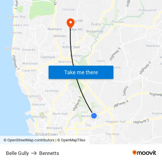 Belle Gully to Bennetts map