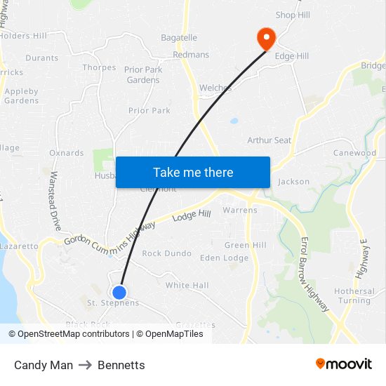 Candy Man to Bennetts map