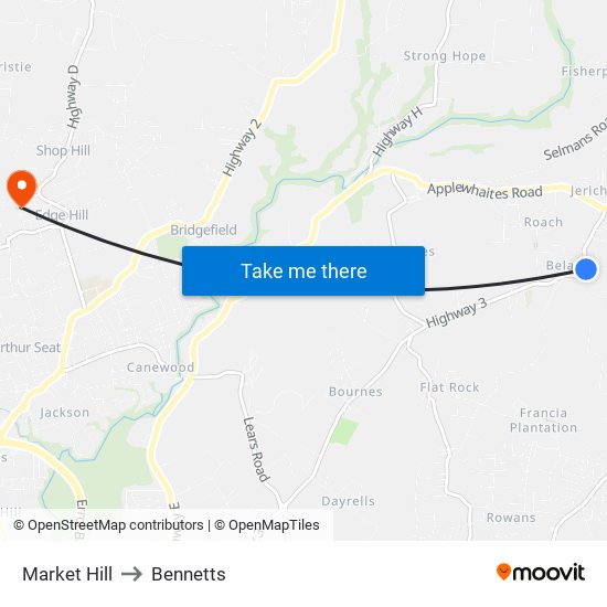 Market Hill to Bennetts map