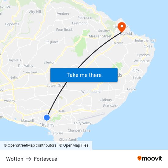 Wotton to Fortescue map