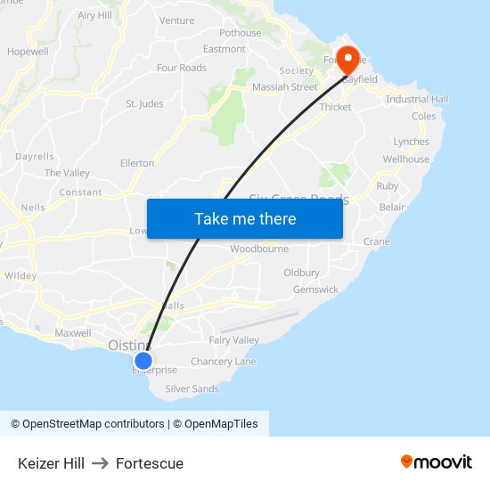 Keizer Hill to Fortescue map