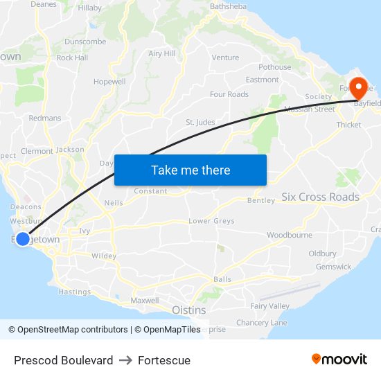 Prescod Boulevard to Fortescue map