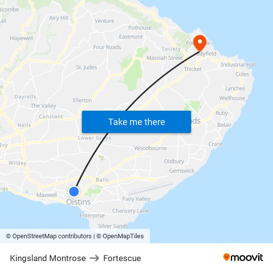 Kingsland Montrose to Fortescue map