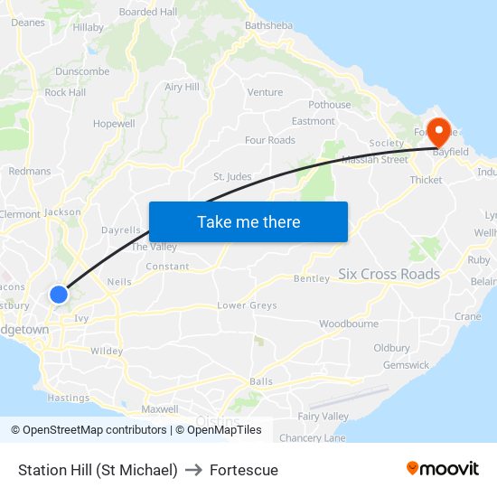 Station Hill (St Michael) to Fortescue map