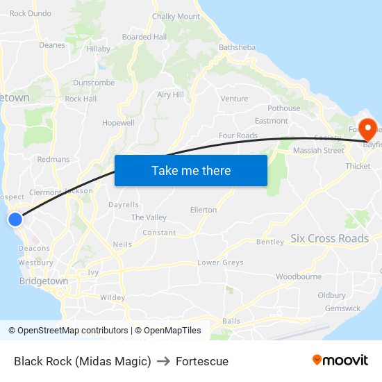 Black Rock (Midas Magic) to Fortescue map