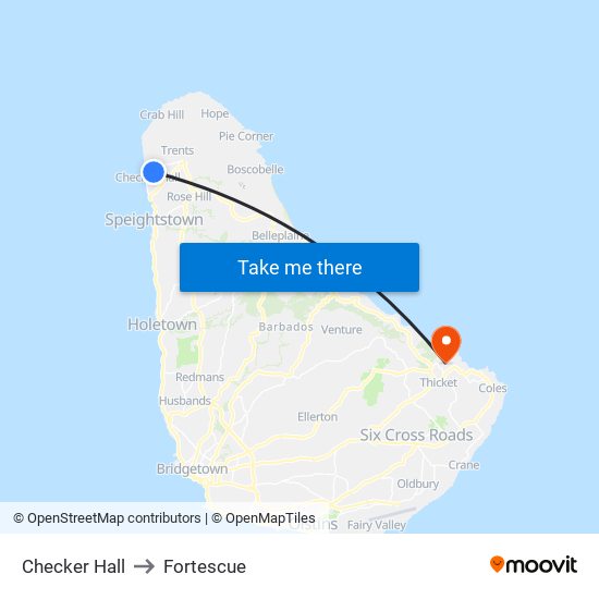 Checker Hall to Fortescue map