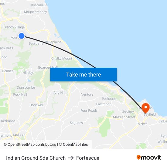 Indian Ground Sda Church to Fortescue map