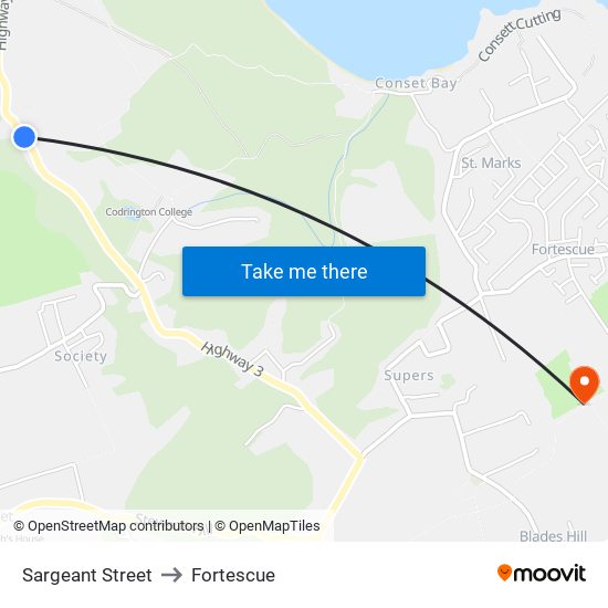 Sargeant Street to Fortescue map