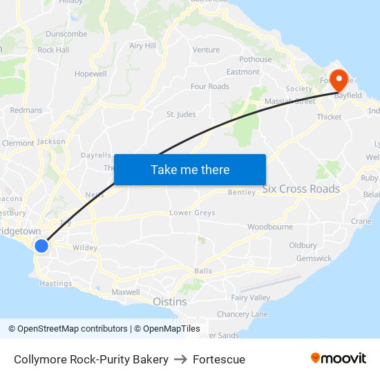 Collymore Rock-Purity Bakery to Fortescue map
