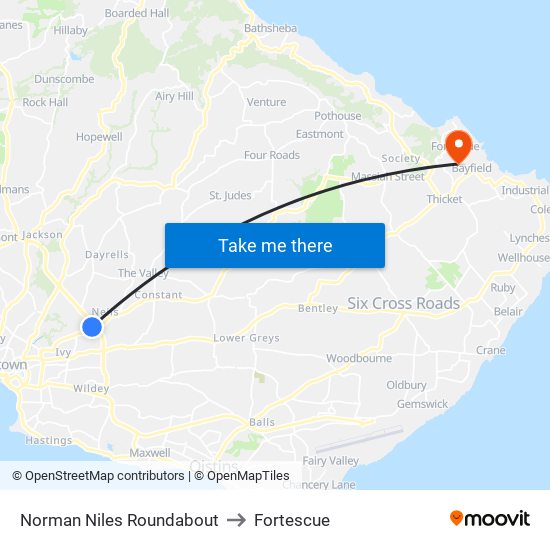 Norman Niles Roundabout to Fortescue map