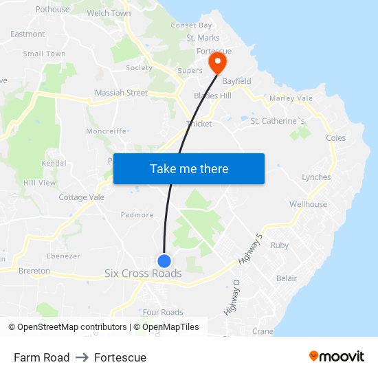 Farm Road to Fortescue map