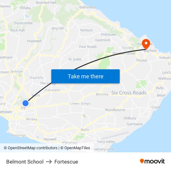 Belmont School to Fortescue map