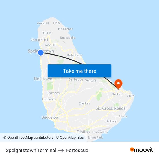Speightstown Terminal to Fortescue map