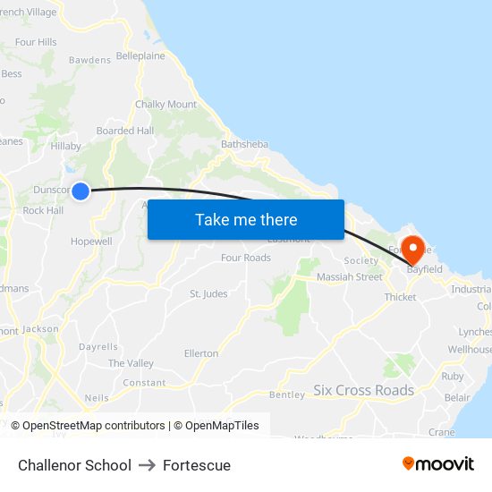Challenor School to Fortescue map