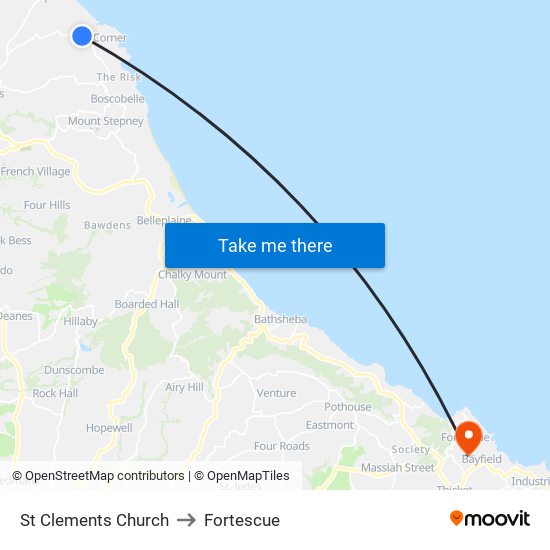 St Clements Church to Fortescue map