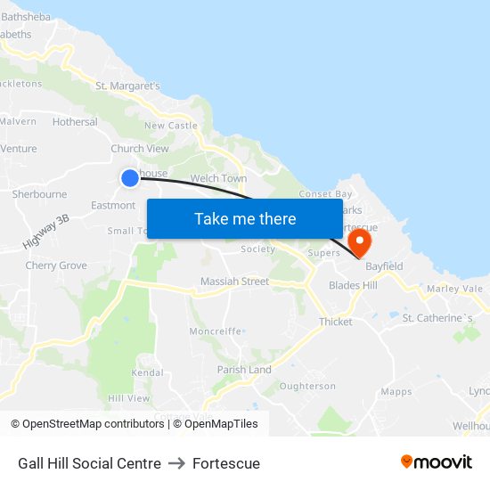 Gall Hill Social Centre to Fortescue map