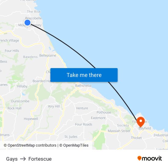 Gays to Fortescue map