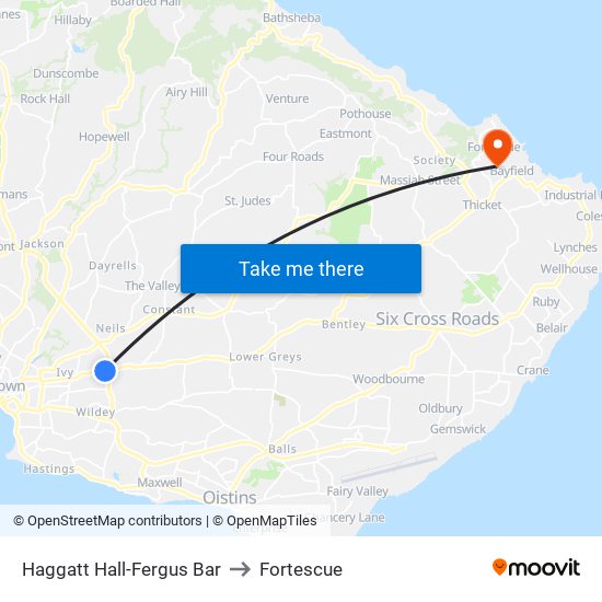 Haggatt Hall-Fergus Bar to Fortescue map