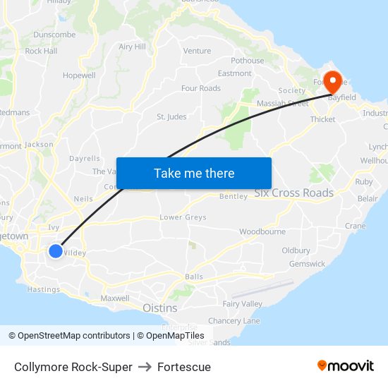 Collymore Rock-Super to Fortescue map