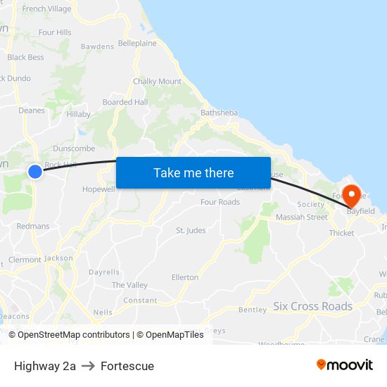 Highway 2a to Fortescue map