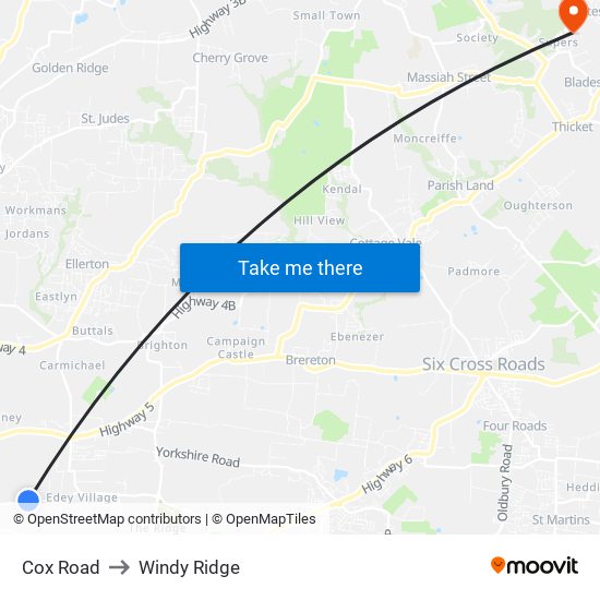 Cox Road to Windy Ridge map
