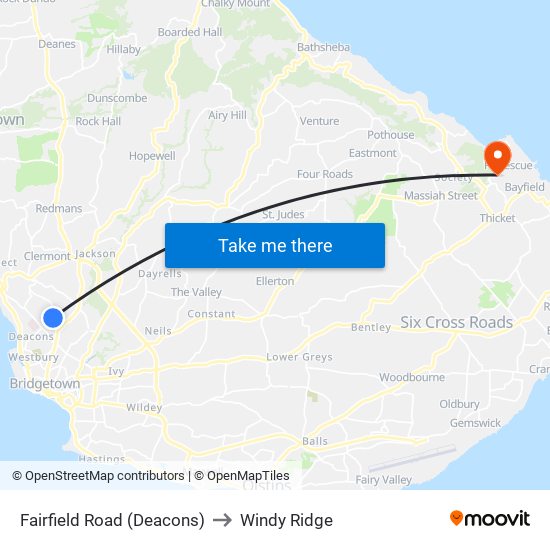 Fairfield Road (Deacons) to Windy Ridge map