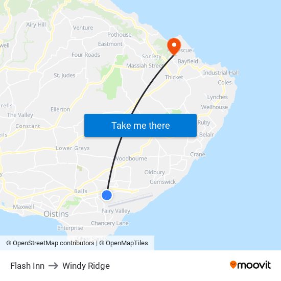 Flash Inn to Windy Ridge map