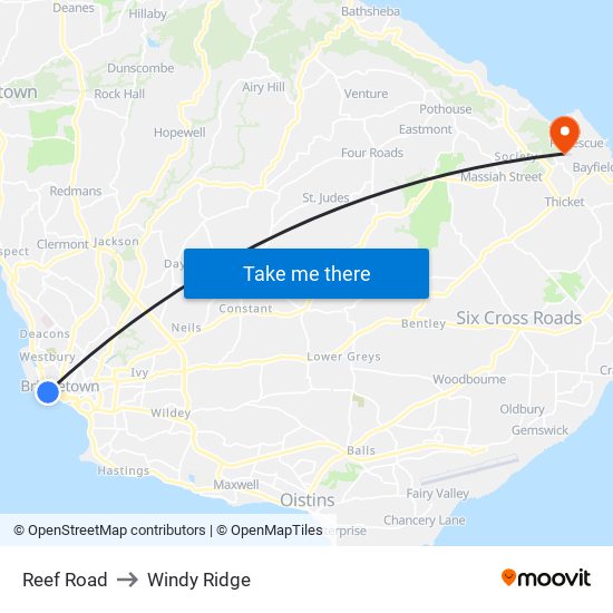 Reef Road to Windy Ridge map