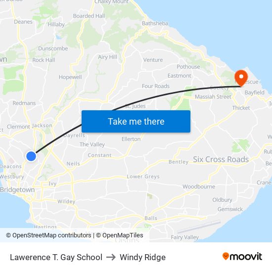 Lawerence T. Gay School to Windy Ridge map