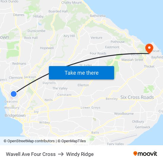 Wavell  Ave Four Cross to Windy Ridge map