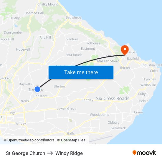 St George Church to Windy Ridge map